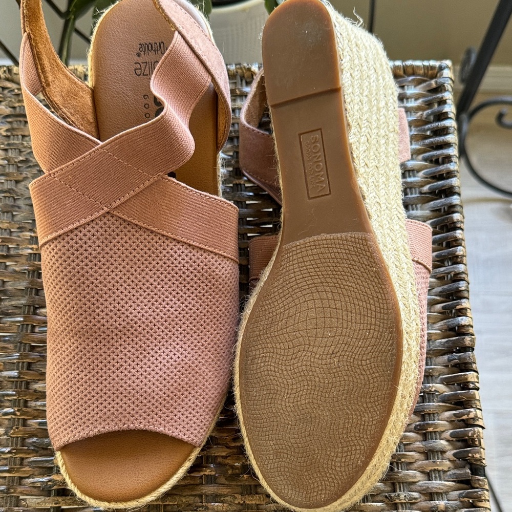 Sonoma Women's‎ Ortholite Pink Blush Espadrilles Open Toe Wedge Size 8.5 - Picture 10 of 10